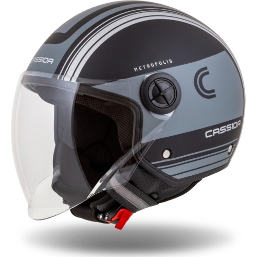 Kask motocyklowy Cassida Handy Metropolis Vision matowy czarny/szary/szary odblaskowy