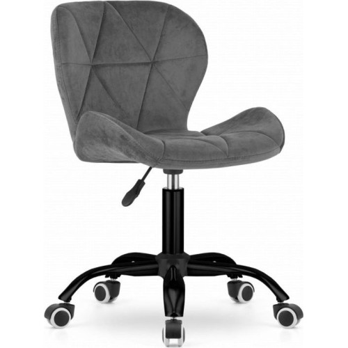 Swivel office chair with wide back velour velvet dark grey