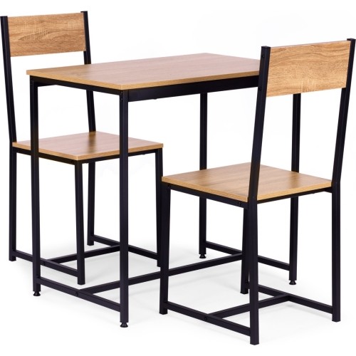 Furniture set table 2 chairs metal MDF