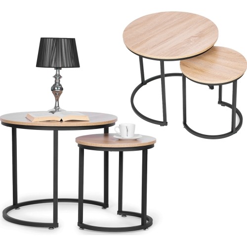 Coffee table set 2 pcs round lofotwy design