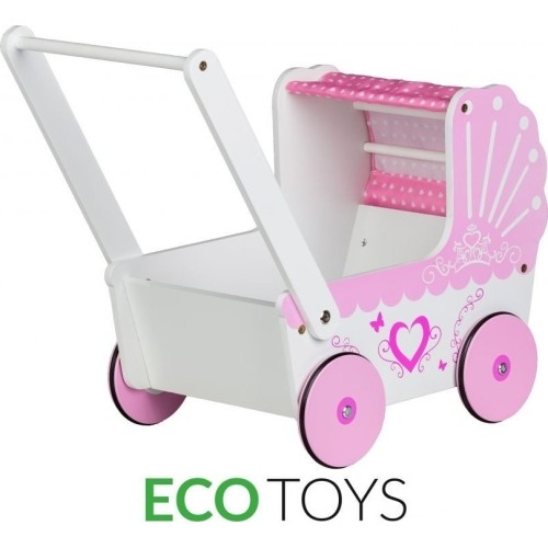 Ecotoys Drewniany wózek Ecotoys Wózek dla lalek