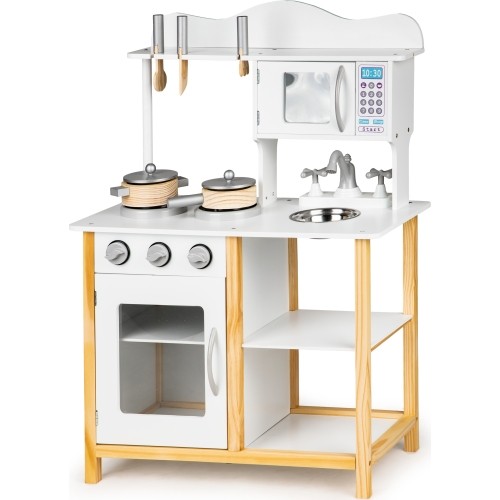 Wooden kitchen for children with accessories White