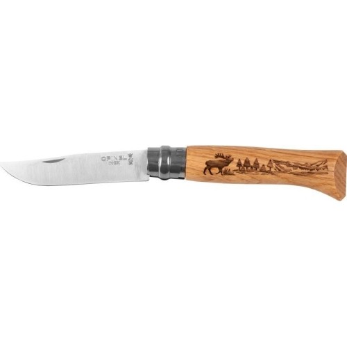 Opinel knife 8 inox oak Animal series - deer