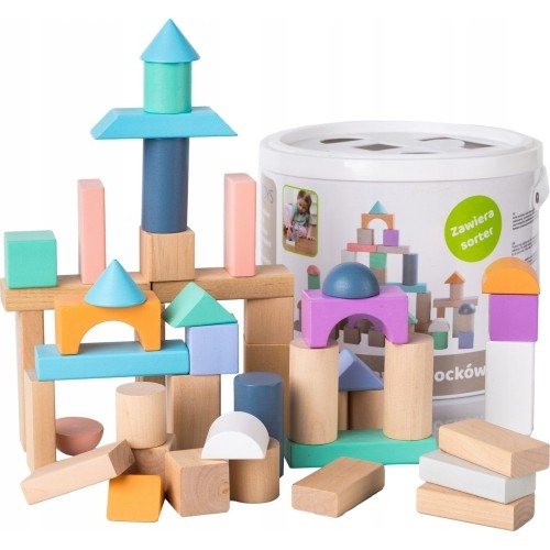 Klocki drewniane Eco Toy 50 szt Pastel