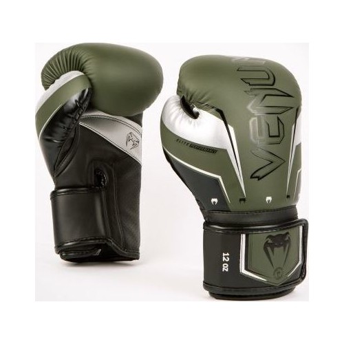 Venum Elite Evo Boxing Gloves - Khaki/Silver