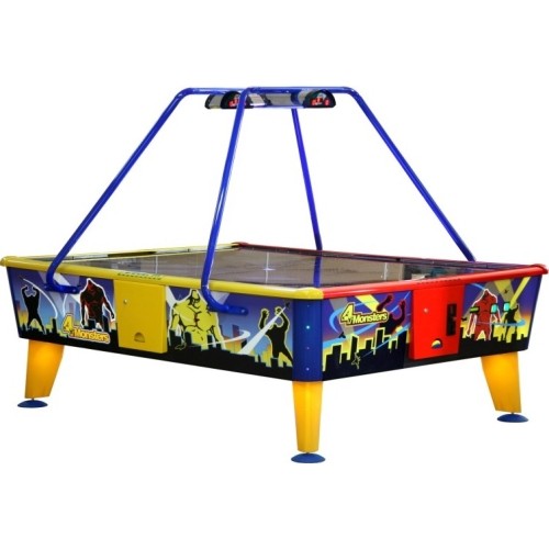 Air Hockey, 4 Monsters, 238x183 cm, Blue-Red-Yellow, With Coin Validator