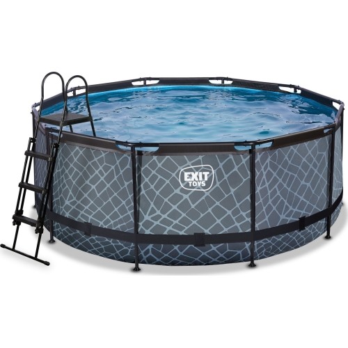 EXIT Stone pool ø360x122cm with sand filter pump - grey