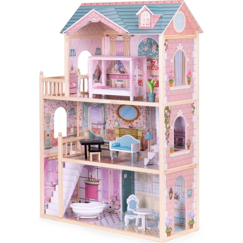 Dollhouse large wooden 3 floors 11 furniture ECOTOYS