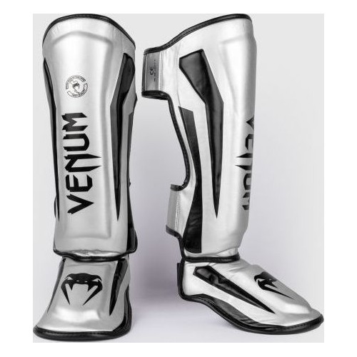 Venum Elite Standup Shinguards - Silver/Black