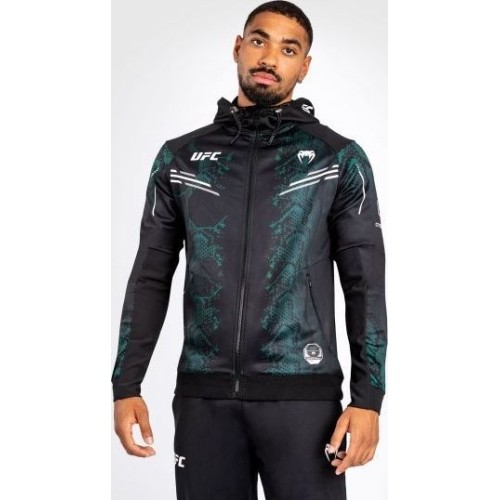 Męska bluza UFC Adrenaline by Venum Authentic Fight Night Walkout Hoodie - Emerald Edition - zielono-czarna