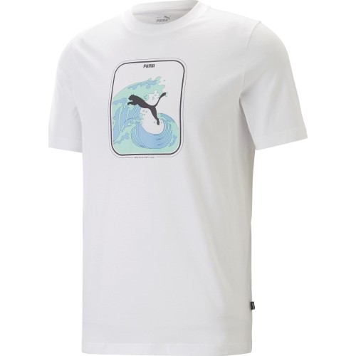 Puma Medvilniniai Marškinėliai Vyrams Graphics Wave Tee White 674483 02