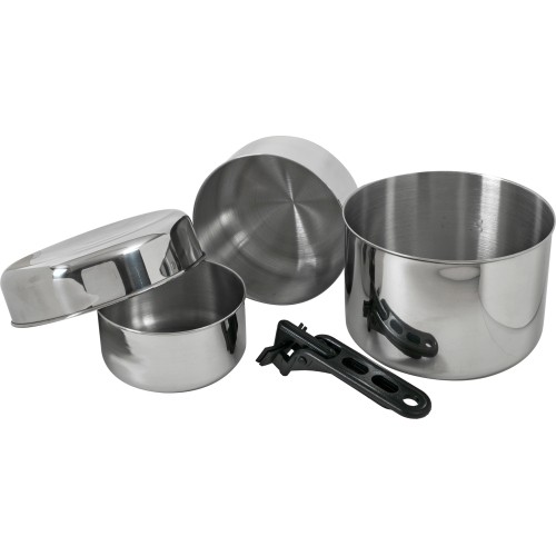 Cooking Set BasicNature Stainless Steel Biwak 3