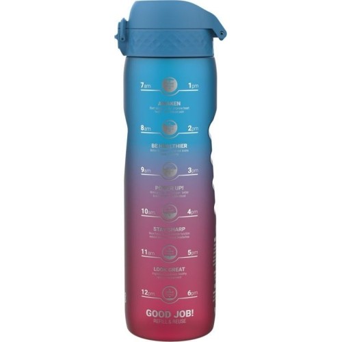 ION8 1000 ml Motivator water bottle bidon with Gradient blue-pink timer (new cap)