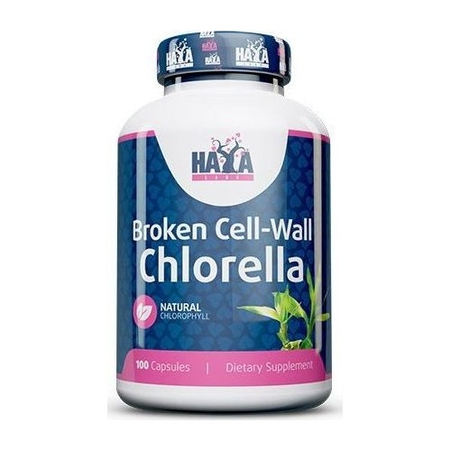 Haya Labs Broken Cell Wall Chlorella (Chlorelė) 100kaps.