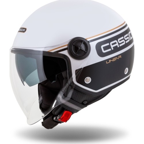 Kask motocyklowy Cassida Handy Plus Linear Pearl White/Black/Gold