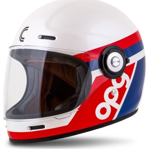 Motorcycle Helmet Cassida Fibre OPG White/Blue/Red