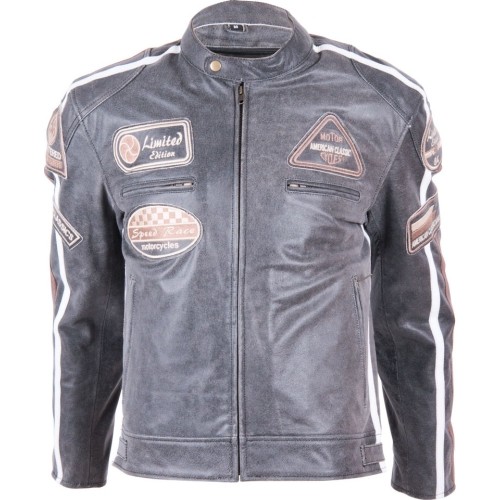 Leather Moto Jacket BOS 2058 Vintage Grey