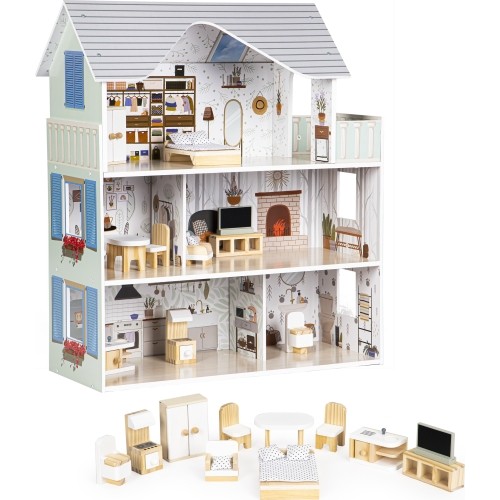 Ecotoys Emma Residence domek dla lalek z mebelkami