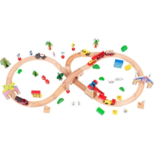 Wooden Battery Operated Train Ecotoys, 78 pcs.