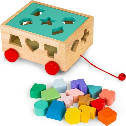 Wooden sorter cart with blocks Ecotoys