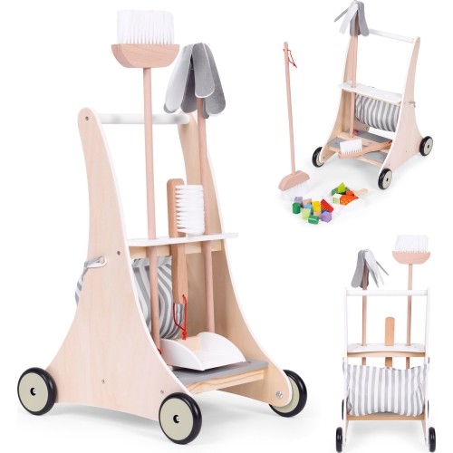 Wooden cleaning set beige cart ECOTOYS