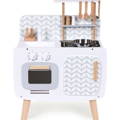Drewniana kuchnia dla dzieci retro piekarnik palniki zlew akcesoria kuchenne ECOTOYS