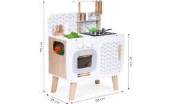 Drewniana kuchnia dla dzieci retro piekarnik palniki zlew akcesoria kuchenne ECOTOYS