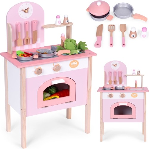 Children's pink kitchen with 8 accessories oven tap sink ECOTOYS