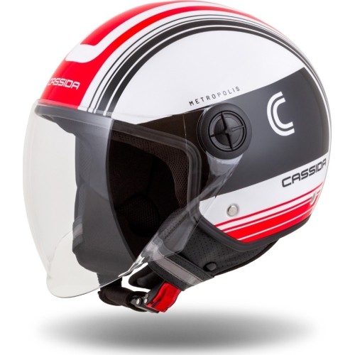 Kask motocyklowy Cassida Handy Metropolis czarny/biały/czerwony