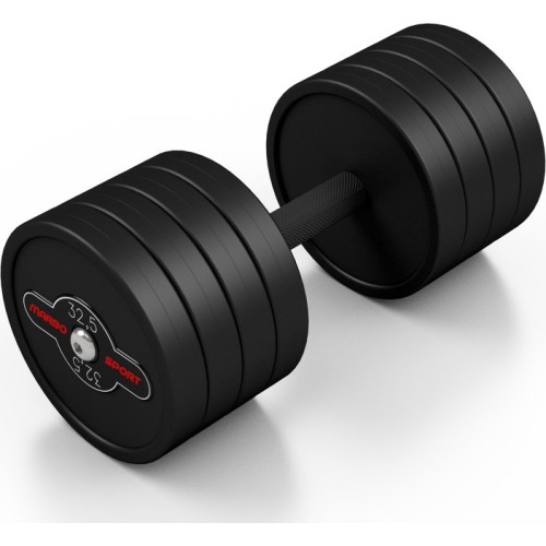 Rubber-coated dumbbell Marbo - 32,5 kg, black