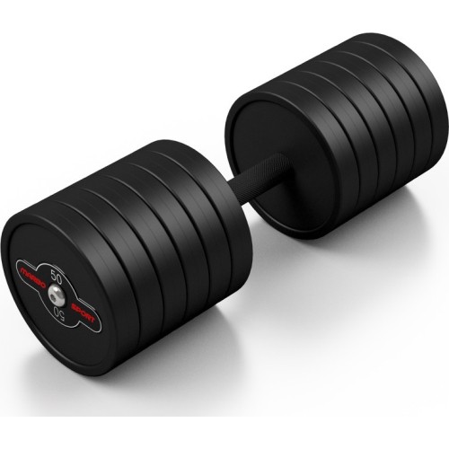 Rubber-coated Dumbbell Marbo - 50 kg, black