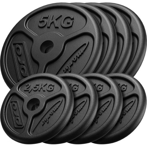 Zestaw obciążeń żeliwnych slim 30 kg / 4 x 5 kg + 4 x 2,5 kg - Marbo Sport