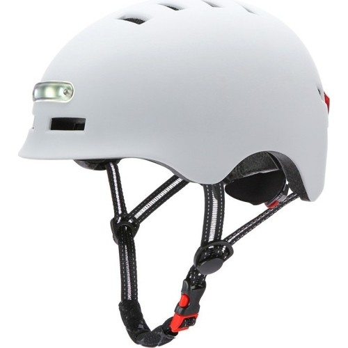 Kask Beaster BS52BL, rozmiar M, biały, z diodą LED