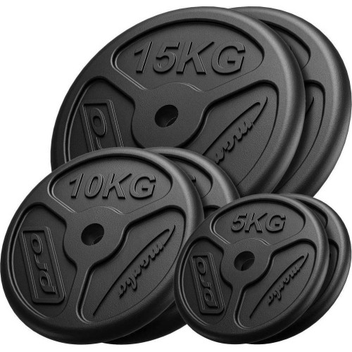 Cast Iron Weights Set Marbo, 60kg / 2x15kg + 2x10kg + 2x5kg