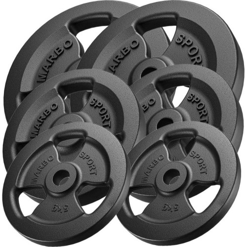 Cast Iron Weights Set Marbo, 60kg / 2x15kg + 2x10kg + 2x5 kg