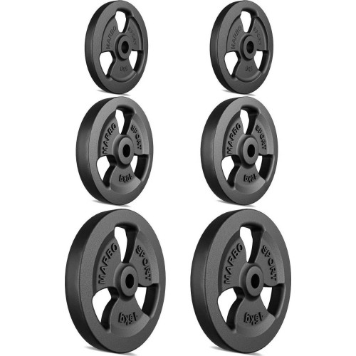 Cast Iron Weights Set Marbo, 60kg / 2x15kg + 2x10kg + 2x5 kg