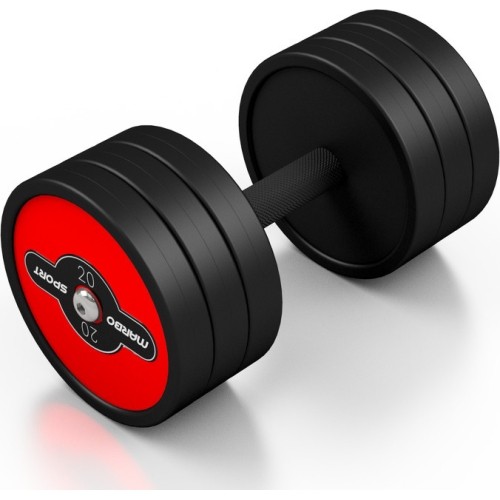 Steel Rubberised Dumbbell Marbo Sport, 20kg, Red 