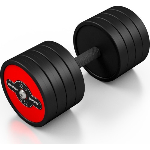 Steel Rubberised Dumbbell Marbo Sport, 32.5kg, Red 