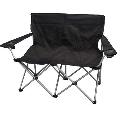 Folding Chair BasicNature Travelchair Love Seat, Black