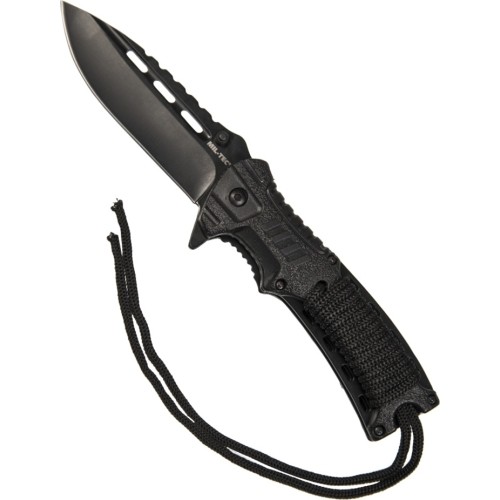 BLACK ONE-HAND KNIFE PARACORD W.FIRE STARTER