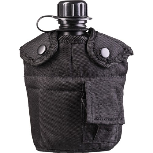 BLACK US PLASTIC CANTEEN W.CUP AND COVER