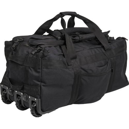 BLACK COMBAT DUFFLE BAG WITH WHEEL