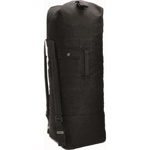 BLACK US COTTON DOUBLE STRAP DUFFLE BAG