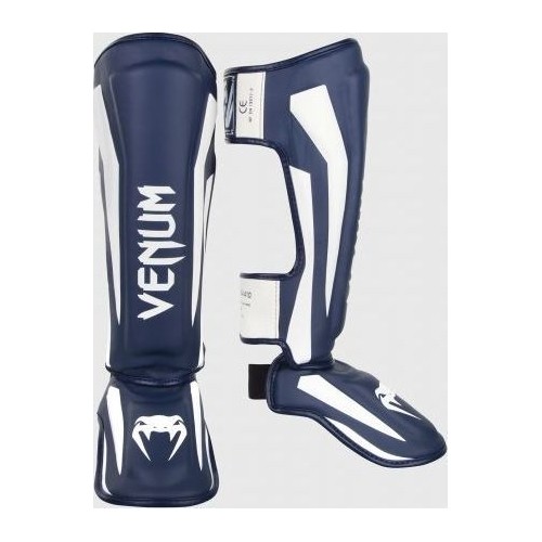 Venum Elite Standup Leg Guards - White/Navy Blue