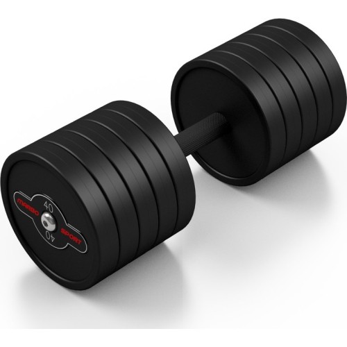 Rubber-coated dumbbell Marbo - 40 kg, black