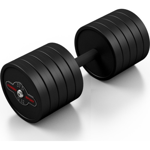 Rubber-coated dumbbell Marbo - 37,5 kg, black