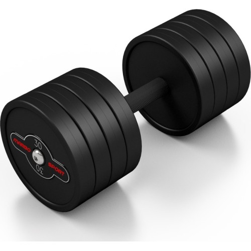 Rubber-coated dumbbell Marbo - 30 kg, black