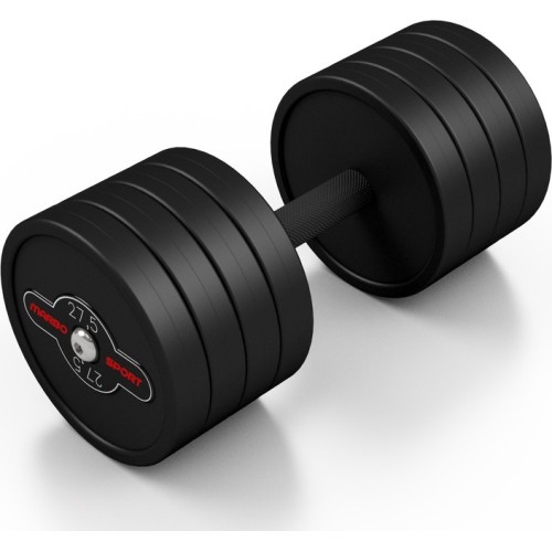 Rubber-coated dumbbell Marbo - 27,5 kg, black