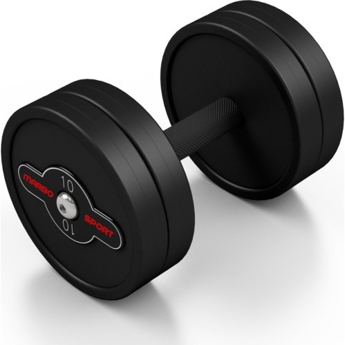 Rubber-coated dumbbell Marbo - 10 kg, black