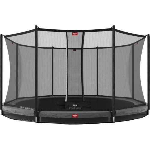 Trampolina BERG InGround Favorit - 430 cm, szara, z siatką zabezpieczającą Comfort